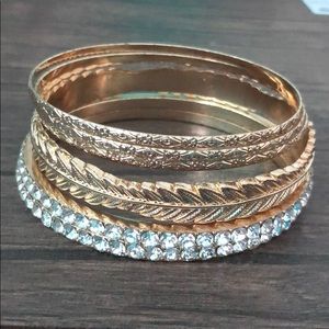 Gold tone bangles